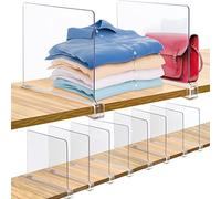 Consevisen Divisori per mensole per l'organizzazione e la conservazione dell'armadio, confezione da 10 divisori in acrilico trasparente per mensole in legno, organizer verticale per maglioni, borse,