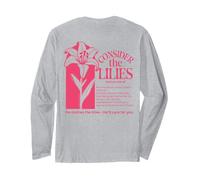 Considera i Gigli Floreale Bibbia Cristiana Versetto Matteo Maglia a Manica