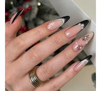 Consigli francesi, unghie artificiali, combinazione di colori natalizii, penna leggera in ABS, facile da usare per le occasioni festive, design con bordi neri