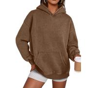 Consisteint - Felpa con cappuccio, unisex, oversize, in cotone, stile vintage, oversize, con lavaggio acido, Marrone, L