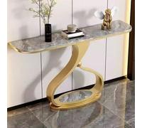 Consola curva moderna con piano in marmo, tavolo d’ingresso contemporaneo con design della base scultoreo unico - Mobile d’accento elegante per corridoio, soggiorno e ingresso(Gold+Gray,39.3"/100cm)