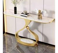 Consola curva moderna con piano in marmo, tavolo d’ingresso contemporaneo con design della base scultoreo unico - Mobile d’accento elegante per corridoio, soggiorno e ingresso(Gold+White,47.2"/120cm)