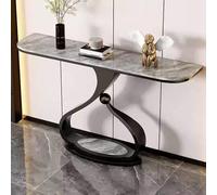 Consola curva moderna con piano in marmo, tavolo d’ingresso contemporaneo con design della base scultoreo unico - Mobile d’accento elegante per corridoio, soggiorno e ingresso(Black+Gray,59.1"/150cm)