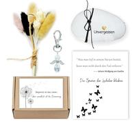 Consolazione, regalo di condoglianze con bouquet di fiori secchi, biglietto di lutto, pietra di consolazione, pietra promemoria e citazione Goethe, regalo di condoglianze per conforto per persone in