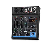 console audio， Interfaccia professionale a 4 canali Mini mixer USB Scheda audio Bluetooth 48V Phantom Power Studio Registrazione DJ Mixaggio