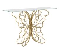 Console Butterfly 110x40x76 cm in Ferro e Vetro Oro