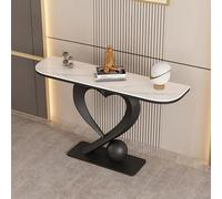 Console con piano in pietra sinterizzata, base in metallo, tavolino stretto ingresso, stand d’accento da corridoio, scrivania sottile dietro divano per spazi abitativi compatti(Black 2,L120*W30*H80cm)