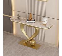 Console con piano in pietra sinterizzata, base in metallo, tavolino stretto ingresso, stand d’accento da corridoio, scrivania sottile dietro divano per spazi abitativi compatti(Gold 1,L120*W30*H80cm)