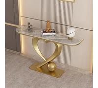 Console con piano in pietra sinterizzata, base in metallo, tavolino stretto ingresso, stand d’accento da corridoio, scrivania sottile dietro divano per spazi abitativi compatti(Gold 3,L100*W30*H80cm)