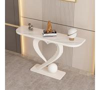 Console con piano in pietra sinterizzata, base in metallo, tavolino stretto ingresso, stand d’accento da corridoio, scrivania sottile dietro divano per spazi abitativi compatti(White 2,L150*W30*H80cm)