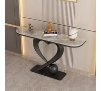 Console con piano in pietra sinterizzata, base in metallo, tavolino stretto ingresso, stand d’accento da corridoio, scrivania sottile dietro divano per spazi abitativi compatti(Black 3,L150*W30*H80cm)
