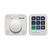 Logitech MX Creative Console, keypad programmabile con 9 tasti LCD personalizzabili e manopola di controllo progettazione grafica, montaggio video, fotografia, Adobe, Zoom, Spotify - Grigio Pallido