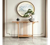 Console d'Entrée en Bois avec Tiroir, Table Console Étroite pour Salon | Bois Massif, Rangement Polyvalent, Design Moderne, Table Console Étroite, Stable(Natural no drawer,39.4" (100cm))