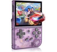 Console di gioco portatile retrò con sistema Linux, schermo IPS da 3,5 pollici, scheda TF integrata da 64 GB e oltre 5500 giochi classici, supporto uscita TV HD, batteria 2600 mAh, viola trasparente