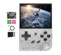 Console di gioco portatile retrò con sistema Linux, schermo IPS da 3,5 pollici, scheda TF integrata da 64 GB e oltre 5500 giochi classici, supporto uscita TV HD, batteria 2600 mAh, bianco trasparente