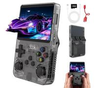 Console di gioco portatile retrò R36S, console retrò da 128 GB, console portatile con schermo IPS da 3,5 pollici, mini console retrò portatile, console emulatore per sistema Linux Game Boy (nero)