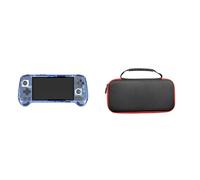 Console di gioco portatile retrò RG556 con borsa portaoggetti, console di gioco retrò con schermo OLED da 5,48 pollici, memoria integrata 128 G, facile da trasportare, senza scheda TF/blu