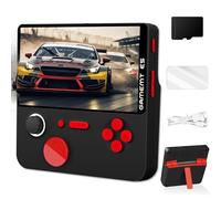 Console di gioco portatile, schermo HD da 5 pollici, oltre 15000 giochi retrò, batteria da 5000 mAh, arcade portatile con supporto (bianco) (nero-64 GB)