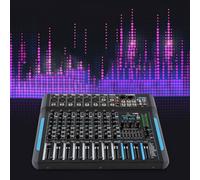Console di miscelazione professionale stereo a 10 canali | mixer audio Bluetooth con 99 effetti DSP | mixer con azionamento USB + 48 V Phantom Power | mixer DJ per studio karaoke