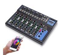 Console di miscelazione stereo a 7 canali, mixer con USB Bluetooth DJ Live Audio Mixer con effetto hall per registrazione karaoke Stage, Home KTV, studi di registrazione, Live Streaming, 48 V Phantom