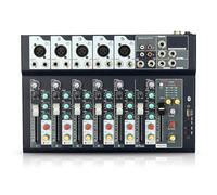 Console di miscelazione stereo professionale a 7 canali, mixer con USB Bluetooth DJ Live Audio Mixer con cinque effetti sonori effetto Hall-Delay per registrazione stage, TV di casa, bar, 48 V Phantom