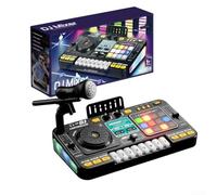Console DJ interattiva per bambini con luci che rispondono al suono, microfono wireless, 12 tracce, 3 effetti DJ, 12 tasti per effetti sonori e 8 tasti della tastiera (nero)