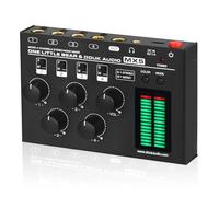 Console DJ, Little Bear MX5 Mixer audio mono/stereo a 4 canali Mixer di linea a bassissimo rumore Misuratore di livello LED da 6,35/3,5 mm for casa/studio