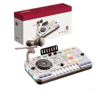 Console DJ musicale per bambini con sistema di risposta alla luce 12 tracce microfono wireless e tasti audio (bianco)