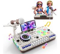Console DJ per bambini 3-12 anni: mixer, controller, strumenti musicali con microfono, 100+ effetti sonori, luce, batteria, regalo ideale, giocattolo per principianti DJ