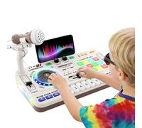 Console DJ per bambini, controller DJ, mixer DJ bambini con funzione di registrazione, 100+ effetti sonori, giradischi DJ realistico e drum pads, regalo per bambini e bambine 3-11 anni, Bianco
