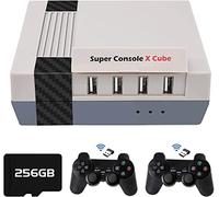 Console for videogiochi retrò wireless Super Console X Cube da 256 GB, oltre 50 emulatori e 50.000 giochi integrati, uscita TV HD/AV 4K, scatola di gioco for giocatore doppio controller con 2 gamepad