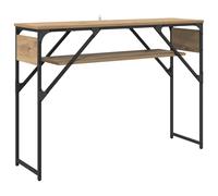Console industriale in legno composito e metallo, 105 x 30 x 75 cm, con | Legno di ingegneria durevole, telaio metallico opaco -strisce, piedi in acciaio stabili, facile manutenzione della spugna