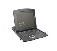 DIGITUS Console KVM 19" - FullHD - Switch VGA a 16 Porte - Tastiera GE - per armadi Server e di Rete da 19" - Nero