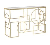 Console Marie 120x41x81 cm in Ferro e Vetro Oro e Nero