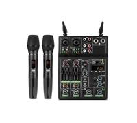 Console Mixer Audio A 4 Canali con Microfono Wireless USB Reverb per DJ PC Record
