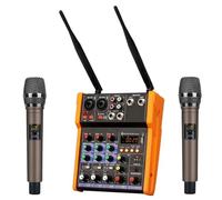 Console mixer audio a 4 canali Woopker con microfono wireless Mixing Ingresso USB Mixer DJ Artisti e Band(Orange Set)
