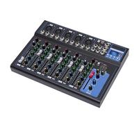 Console mixer audio a 7 canali, amplificatore mini mixer audio con USB Bluetooth, alimentazione phantom 48 V per impianto stereo streaming