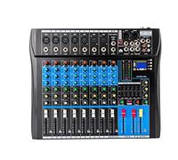 Console mixer stereo a 8 canali, mixer audio professionale, alimentazione fantasma + 48 V, equalizzatore a cinque bande, indicatore LED a 10 segmenti, per registrazione DJ palcoscenico musica