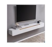 Console multimediale Mobile TV Moderno Sospeso, Console TV a Parete in Legno con Mobile con Anta a Ribalta e 2 Cassetti, Centro di Intrattenimento Galleggiante Salvaspazio, Legno di Gomma Centro di in