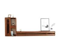 Console multimediale Mobile TV sospeso for soggiorno, mobile TV sospeso in noce nero con mobiletto laterale a parete, 3 ante a ribalta con vetro incorporato Centro di intrattenimento(160x25x21cm)