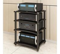 Console Multimediale Multistrato per L'intrattenimento Domestico Mobile Stereo Hi Fi Rack, Tower Pavimento Armadio MultiTier, Audio Rack Supporto per Giradischi(Black,85cm/33.5in)