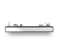 Console multimediale Supporto TV sospeso a parete, centro di intrattenimento galleggiante in legno con porta ribaltabile con 2 cassetti, mobili da soggiorno in stile moderno, legno di gomma Centro di