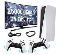 Console per videogiochi portatile retrò,25000+ giochi, 800+ giochi 3D, oltre 34 emulatori, uscita 4K HD, console emulatore con doppio controller wireless, supporta 33 lingue, Plug & Play (128 GB)