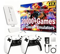 Console per videogiochi retrò, oltre 20000 giochi e 23 emulatori, con doppio controller wireless 2.4G, Plug and Play 4K HD HDMI TV Game Stick bianco (64GB)