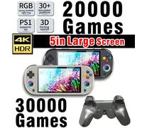 Console portatile retrò con schermo HD da 5 pollici, 30.000+ giochi classici e 30 emulatori, senza fili per 2 giocatori, joystick arcade, leggero e portatile, ottimo regalo per uomini e mariti per com