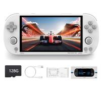 Console portatile retrò Smart Pro, schermo IPS da 5 pollici con batteria da 5000 mAh, memoria integrata da 128 GB, supporta battaglie multigiocatore online tramite Wi-Fi，bianco