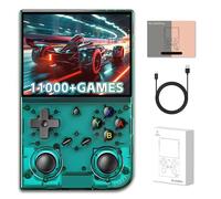 Console retrò RG35XXPro de jeu portable avec ecran HD 64+128GB, prechargement de la Console de jeu Vintage 11000+ jeux avec 17+ emulateurs, systeme Linux, Cyan trasparente