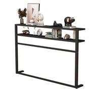 Console stretta a 2 ripiani per termosifone con ripiano portaoggetti e asta appendiabiti, per soggiorno e bagno, elegante acciaio nero (80 x 20 x 100 cm)