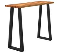 Console Table 110x35x80 cm Solid Acacia Wood | Industrial Style, U-Shaped Steel Legs, Natural Live Edge, Display Shelf for Living Room