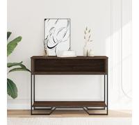 Console Table Rovere Marrone 100x35x74,5 cm | Legno Multistrato, Anta Con Maniglia Metallica, Spazio Portaoggetti, Fissaggio A Parete Incluso